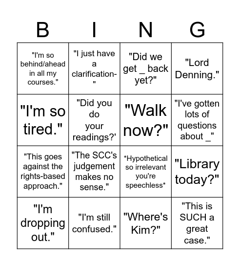 Osgoode Bingo #2: Phrases Bingo Card