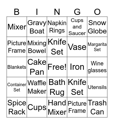 M & M Wedding Bingo Card