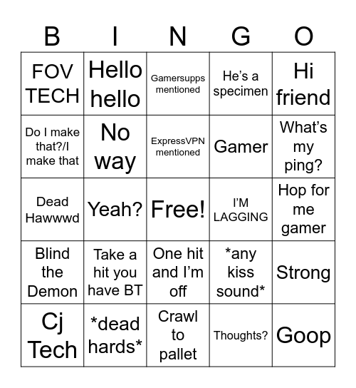 Quaddi Bingo Card