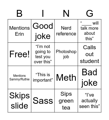 Dr. Clark Bingo Card