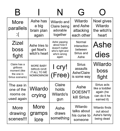 Wilardon deez nuts Bingo Card