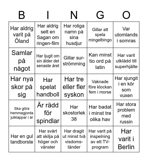 Mingelbingo Card