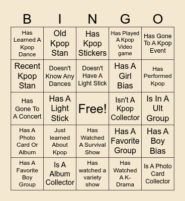 K-POP BINGO Card