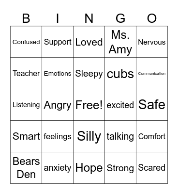 Bear's Den BINGO Card