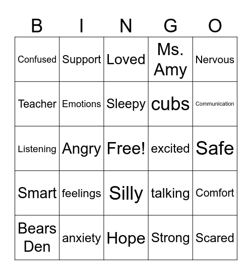 Bear's Den BINGO Card