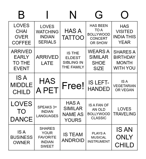 Find the girl Bingo Card