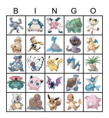 Pokemon Bingo! Bingo Card