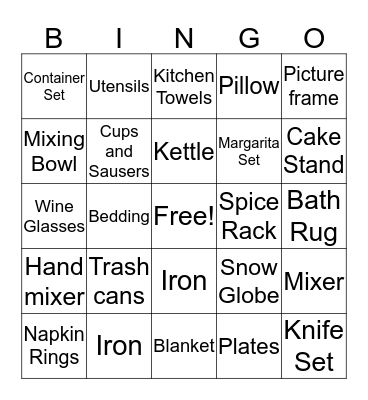 M & M Wedding Bingo Card