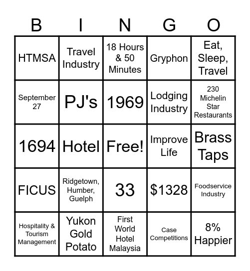 Games Night Social Bingo Card