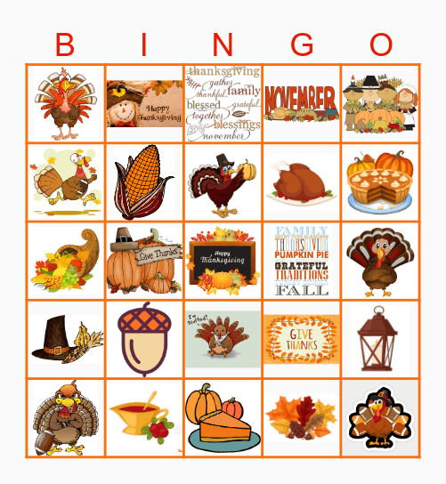 Virtual Thanksgiving Bingo Card