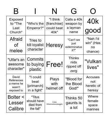 Giltrow in Space Marine 2 bingo Card