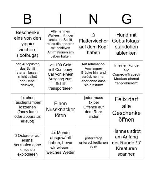 Lethal Bingoly Bingo Card