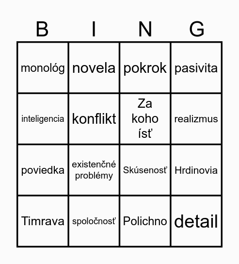 TIMRAVA Bingo Card