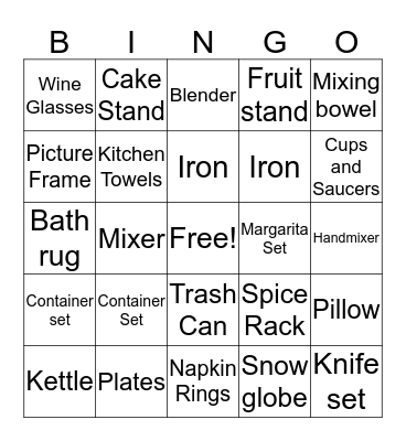 M & M Wedding Bingo Card