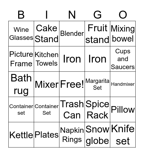 M & M Wedding Bingo Card