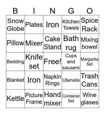 M & M Wedding Bingo Card