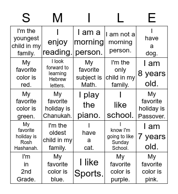 Get-to-Know-You Activity Bingo Card