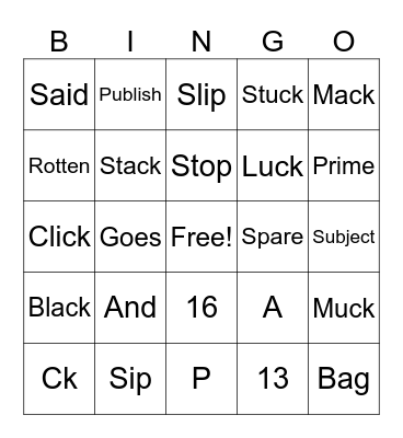 Things We Know Bingo Card