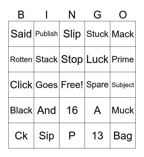 Things We Know Bingo Card