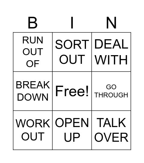 PHRASAL VERBS Bingo Card