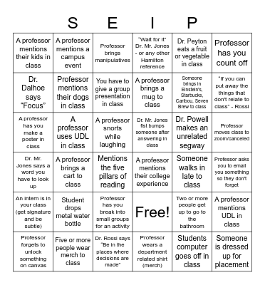 SEIP BINGO Card