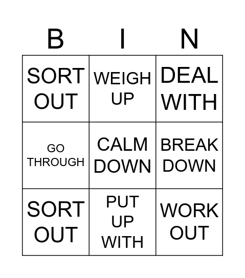 PHRASAL VERBS Bingo Card