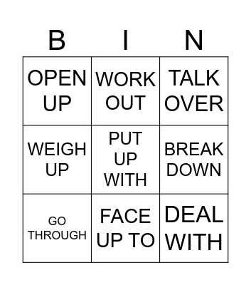 PHRASAL VERBS Bingo Card