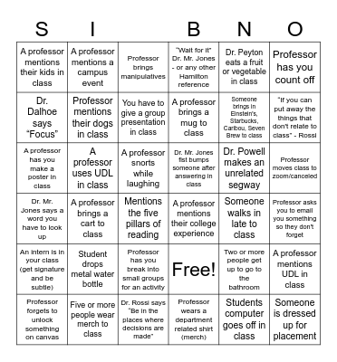 SEIP BINGO Card