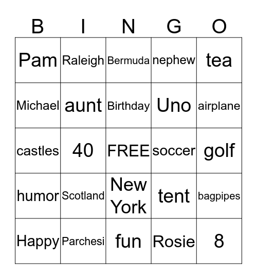 Birthday Bingo Card