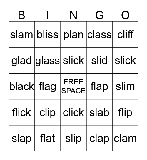 5 in a Row - L Blends Bingo Card
