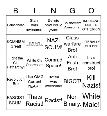Commie Bingo Card