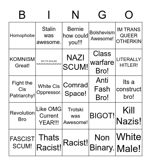 Commie Bingo Card