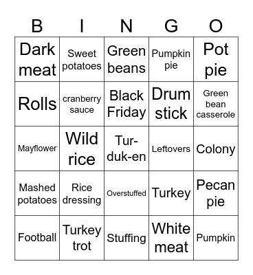 Thanksgiving Bingo Card