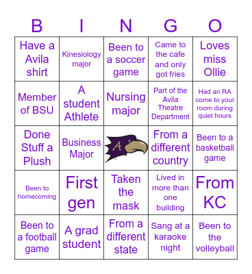 Avila Bingo Card