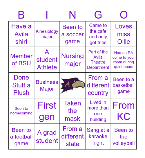 Avila Bingo Card