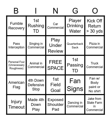 FOOTBALL Bingo Card
