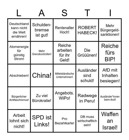 Podiumsdiskussion weird Bingo Card