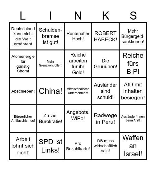 Podiumsdiskussion weird Bingo Card