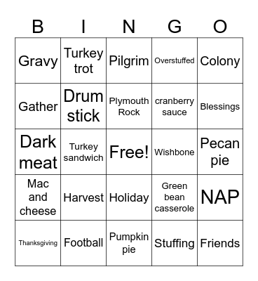 Thanksgiving Bingo Card