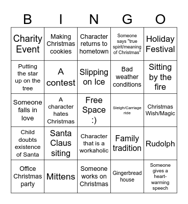 Holiday Movie Bingo Card