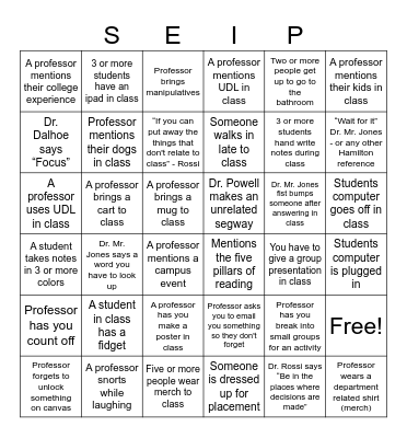 SEIP BINGO Card