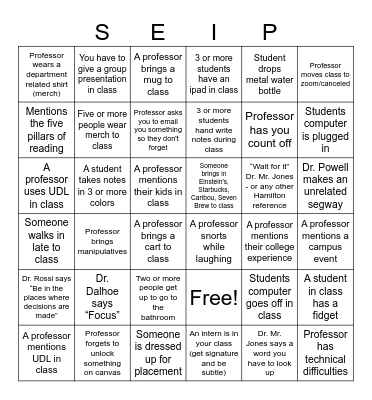 SEIP BINGO Card