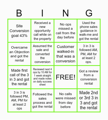 Extra Space Crazy Conversion Bingo Card