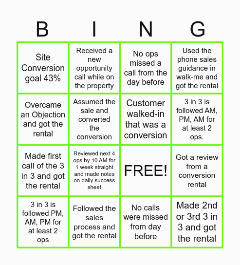 Extra Space Crazy Conversion Bingo Card