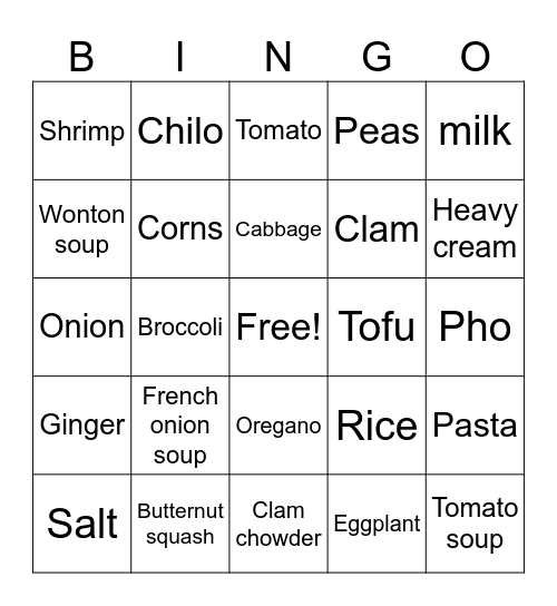 Soups Bingo Card