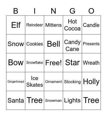 Holiday Bingo Card