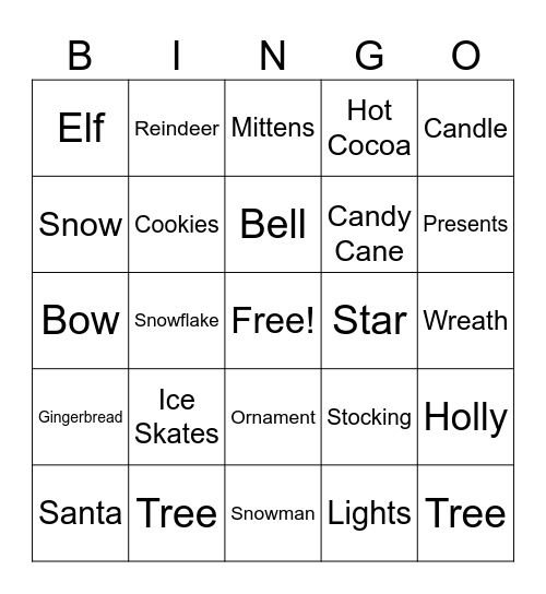 Holiday Bingo Card