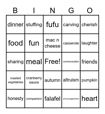 IB Giving Bingo 2024 Bingo Card