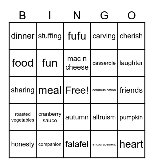 IB Giving Bingo 2024 Bingo Card