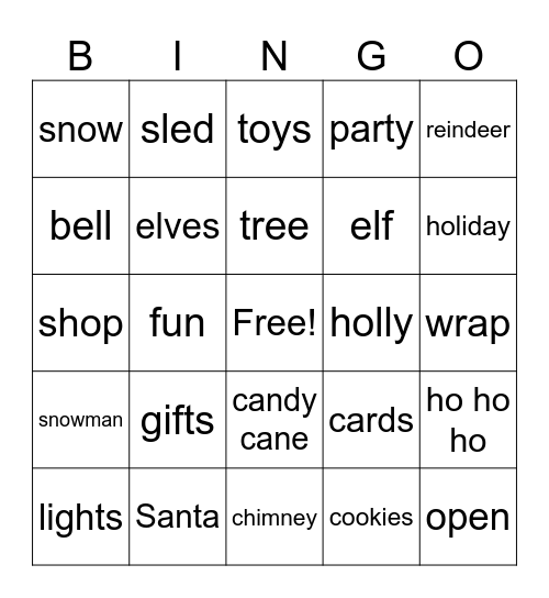 DECEMBER BINGO Card